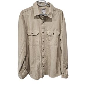 Carhartt Fort Long Sleeve Chambray Tan Button Down Shirt Size Large